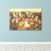 うさぎ妖精たちの間で、ヴィンテージ童話 キャンバスプリント (インサイチュ (ウッドフロア))