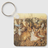 うさぎ妖精たちの間で、ヴィンテージ童話 キーホルダー (正面)