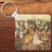 うさぎ妖精たちの間で、ヴィンテージ童話 キーホルダー (正面)