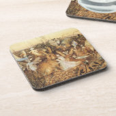 うさぎ妖精たちの間で、ヴィンテージ童話 コースター (左側)