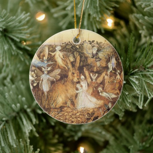 うさぎ妖精たちの間で、ヴィンテージ童話 セラミックオーナメント (ツリー)