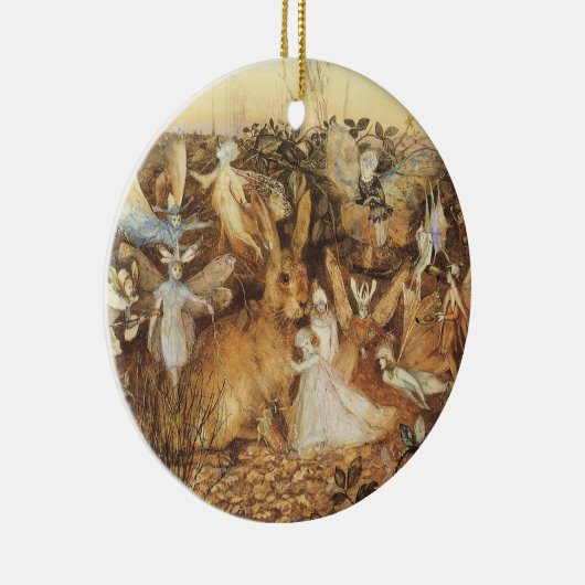 うさぎ妖精たちの間で、ヴィンテージ童話 セラミックオーナメント (右)