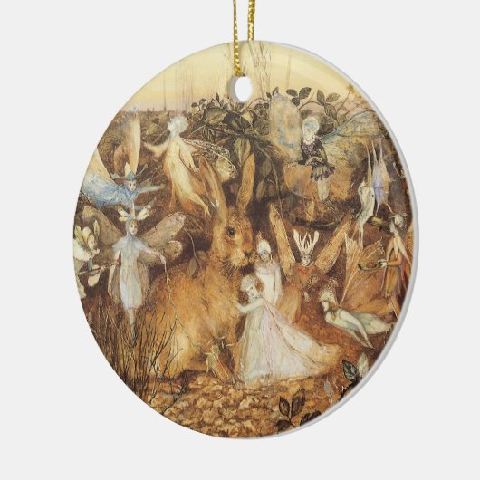 うさぎ妖精たちの間で、ヴィンテージ童話 セラミックオーナメント (左)