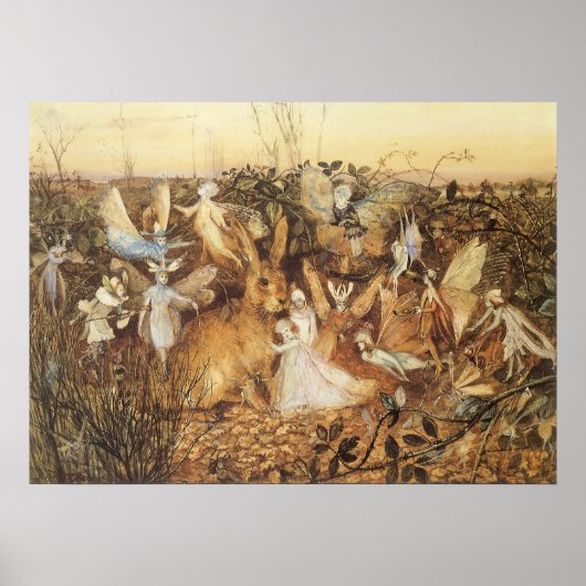 うさぎ妖精たちの間で、ヴィンテージ童話 ポスター (正面)