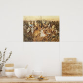 うさぎ妖精たちの間で、ヴィンテージ童話 ポスター (キッチン)