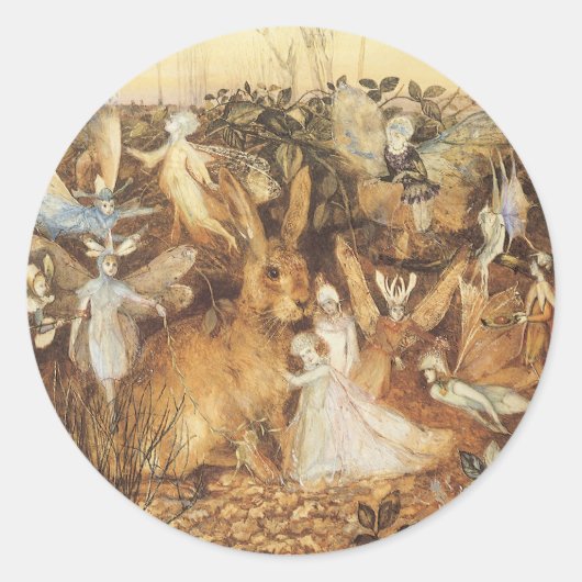うさぎ妖精たちの間で、ヴィンテージ童話 ラウンドシール (正面)