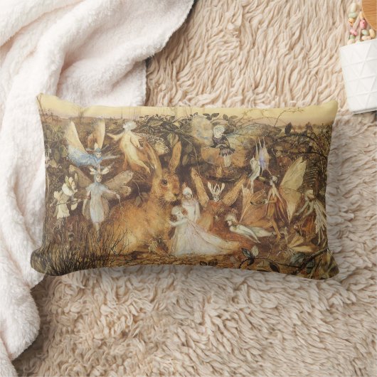 うさぎ妖精たちの間で、ヴィンテージ童話 ランバークッション (ブランケット)