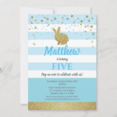 うさぎ少年誕生日招待状 年齢不問 青 招待状 (正面)