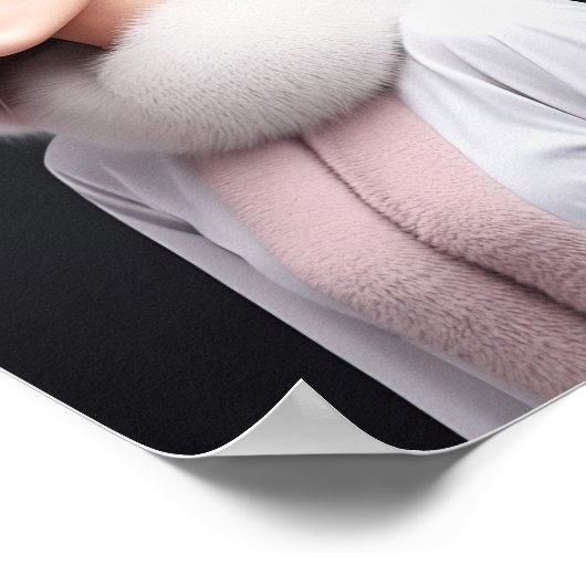 うさぎ帽子をかぶった女性 ポスター (角)