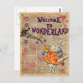 うさぎ歓迎…不思議の国のアリス ポストカード (正面/裏面)