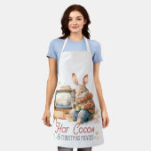 うさぎ熱いココアとクリスマス映画 エプロン (着用した状態)