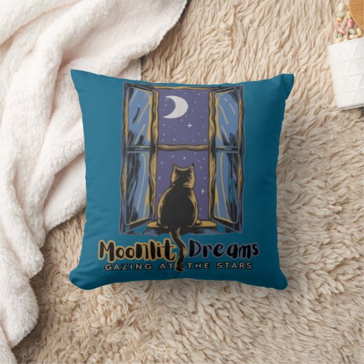 うさぎ猫と夜の黒猫 クッション (ブランケット)