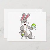 うさぎ絵画が卵を持って ポストカード (正面/裏面)