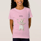 うさぎ蝶々 ピンクのほっぺ  Tシャツ (正面)