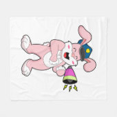 うさぎ警察官マイク フリースブランケット (正面(横))