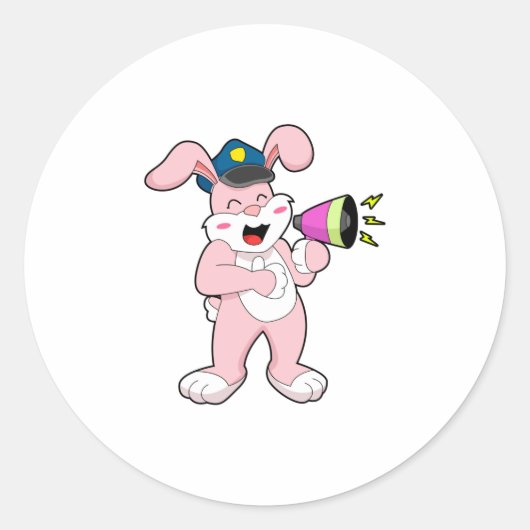 うさぎ警察官マイク ラウンドシール (正面)