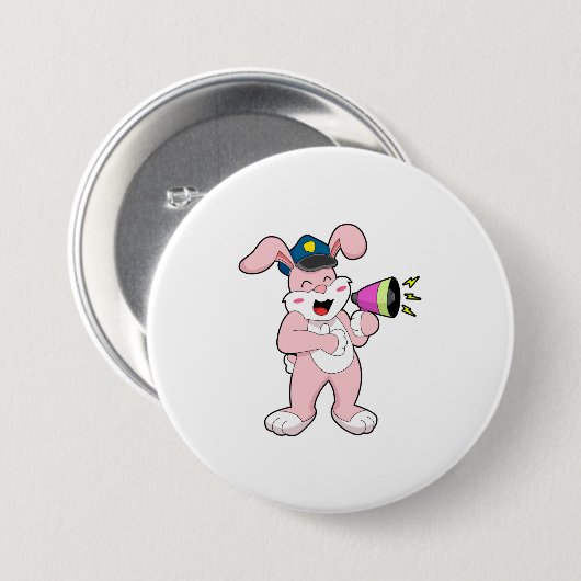 うさぎ警察官マイク 缶バッジ (正面&裏面)