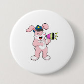 うさぎ警察官マイク 缶バッジ (正面)