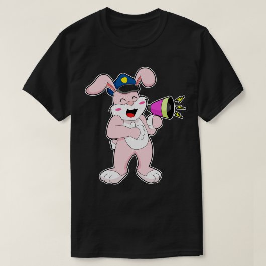 うさぎ警察官マイク Tシャツ (デザイン正面)