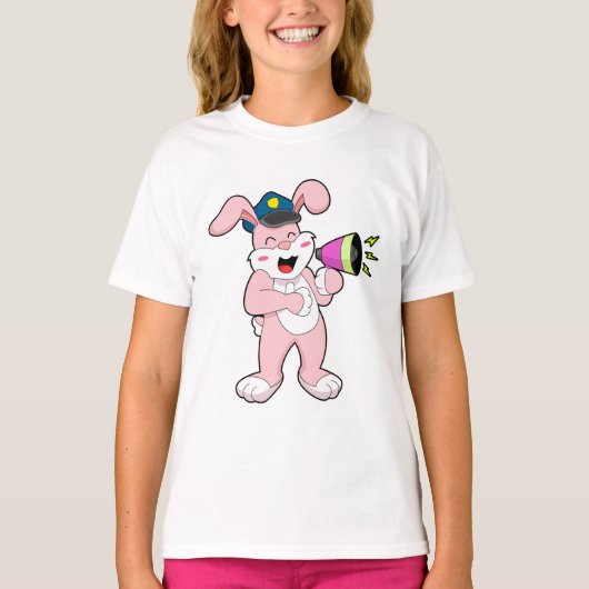 うさぎ警察官マイク Tシャツ (正面)