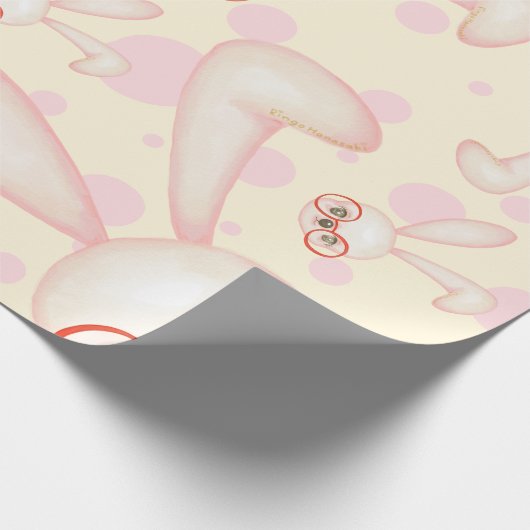 うさぎ頭が切れるガールパターン ラッピングペーパー (角)