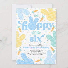 うさぎ6歳の誕生日パーティー 春の少年うさぎ誕生日 招待状