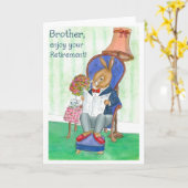 「うさぎ」の兄弟用定年カード カード (黄色い花)