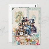 うさぎ、アリス、不機嫌帽子屋 ポストカード (正面/裏面)