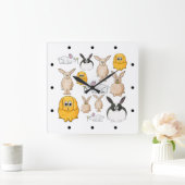 うさぎ。 スクエア壁時計 (ホーム)