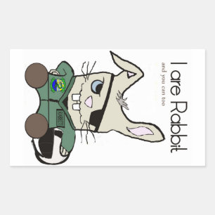 うさぎ。ヘリコプターパイロット。 長方形シール
