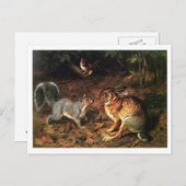 うさぎ、リスに出会う ポストカード