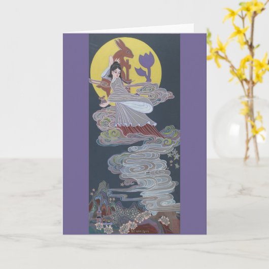 うさぎ・月の女神 カード (黄色い花)