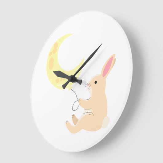 うさぎ & 月 風船 時計 (傾斜)