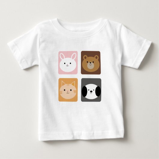 うさぎ、犬、猫、クマ ベビーTシャツ (正面)