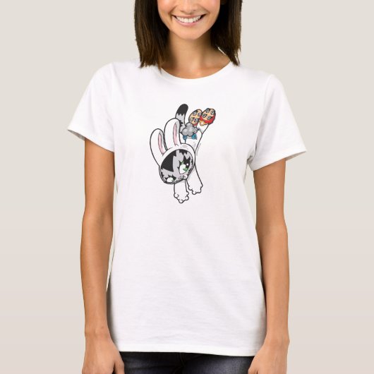 うさぎ+猫の飛躍Tシャツ Tシャツ (正面)