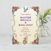 うさぎ、蝶、鳥 & 赤いバラ 招待状 (スタンド正面)