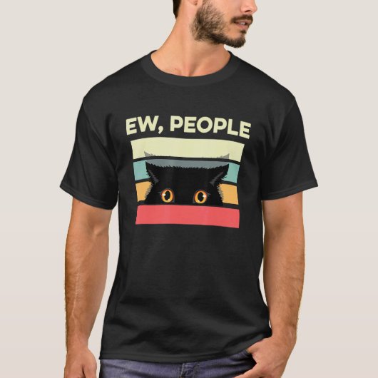 うざい人 苦手 イントロバート 猫 反社会 皮肉な一言 Tシャツ (正面)