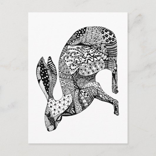 うずくまるウサギ ポストカード (正面)