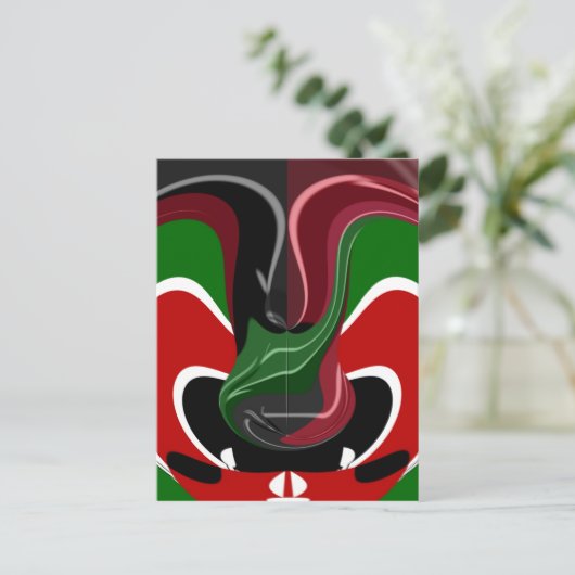 うずまくケニア国旗:現代のモチーフアート ポストカード (スタンド正面)