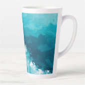 うずまくターコイズの波　抽象的な海洋波のアート カフェラテマグ (右)