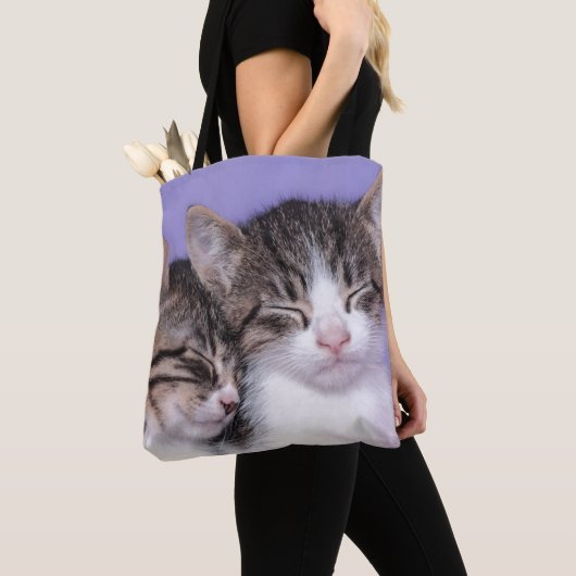 うたた寝している2匹のかわいい子ネコ トートバッグ (クローズアップ)