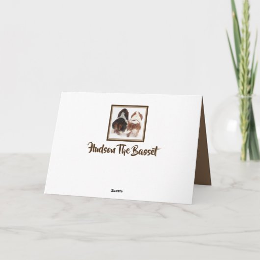 うたた寝のバセット犬の"ちょうどので"挨拶状 カード (裏面)