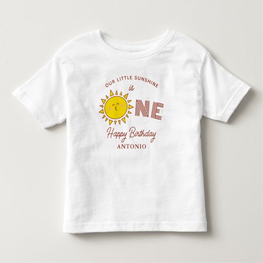 うちのちっちゃな太陽は１歳の誕生日パーティーだよ トドラーTシャツ (正面)