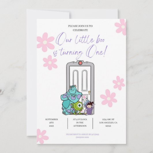 うちのちびちゃんが1歳になるの 招待状 (正面)