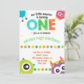 うちのちびモンスターくん1歳の誕生日 かわいい 招待状 (スタンド正面)