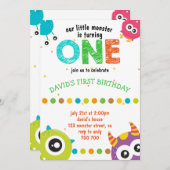 うちのちびモンスターくん1歳の誕生日 かわいい 招待状 (正面/裏面)