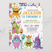 うちのちびモンスターの1歳誕生日パーティー招待状 招待状 (正面/裏面)