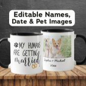 うちの人間が結婚するよ！ 犬と猫の写真 マグカップ