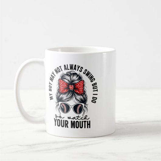 うちの子はいつも揺れるわけではないが、君の様子を見ているよ コーヒーマグカップ (左)