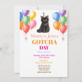 うちの子記念日 ペット譲受パーティ 黒猫 招待状 (正面)
